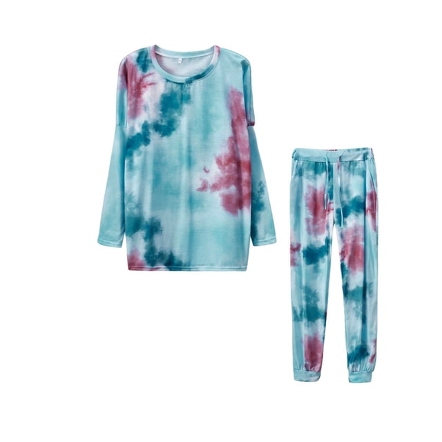 Minnieouse Conjunto de sudadera de manga larga informal de aplicación amplia de poliéster Conjunto de sudadera informal de gimnasio o pijama conjuntos de ropa azul XL