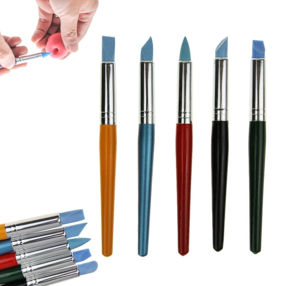 5pcs Silicone Paint Brush, Silicone Sculpting Tools, Clay Tools, Pottery Tools Brushes for Crafts DIY Handicraft Nail Art