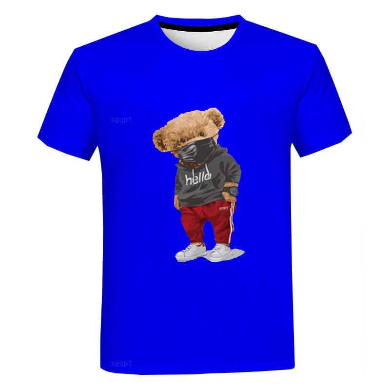 Fashion Men Mask Bear 3D Printed Short Sleeve Round Neck T-Shirt