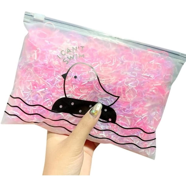 Apuakthei 1000 lazos elásticos para el pelo con bolsa de almacenamiento, mini cuerda pequeña para coleta, accesorios de banda suave de colores mezclados, bandas para el pelo sin costuras para niños