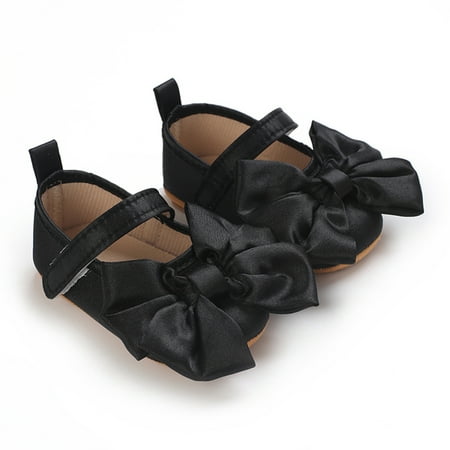 

KelaJuan Baby Girls Mary Jane FlatsCute Big Bowknot Princess Wedding Dress Shoes Soft Newborn Infant Crib First Walkers 0-18 Months