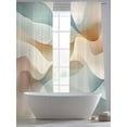 thumbnail image 5 of Abstract Water Ripple Sheer Curtains 96 Inches Long 2 Panels Brown Blue Gradient Stitching Light Filtering Semi Sheer Window Curtains Drapes for Bedroom Living Room 52"x96", 5 of 7