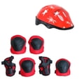 thumbnail image 1 of Kit de 7 protectores de patineta para niños, de PVC, para casco, rodillas, codos y muñecas, para patinaje y ciclismo, color rojo, 1 of 3