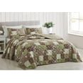 thumbnail image 2 of Chezmoi Collection Leilani 3-Piece Boho Washed Cotton Quilt Set Queen Size - Bohemian Quilted Bedding Brown Taupe Green White Floral Printed Patchwork Lightweight Bedspread Set for All Season, 2 of 8