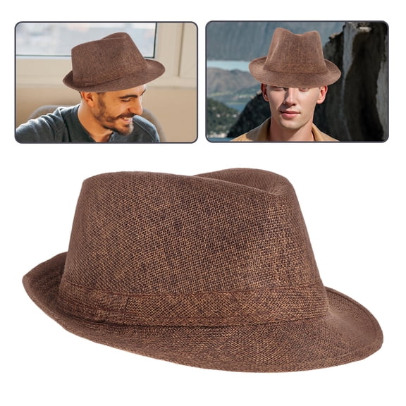 PTOOTP Unisex Retro Jazz Hat Lightweight Mesh Classic Coffee Color Fashion Hat for Stage and Outdoor