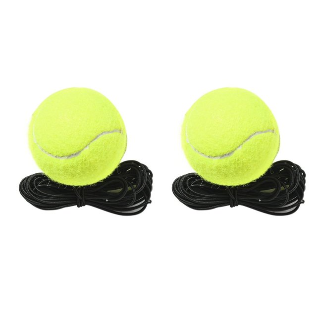 HLONK 2pcs Tennis Training Ball Rebound Ball with Elastic String Portable Tennis Ball Training Equipment for Kid Beginners