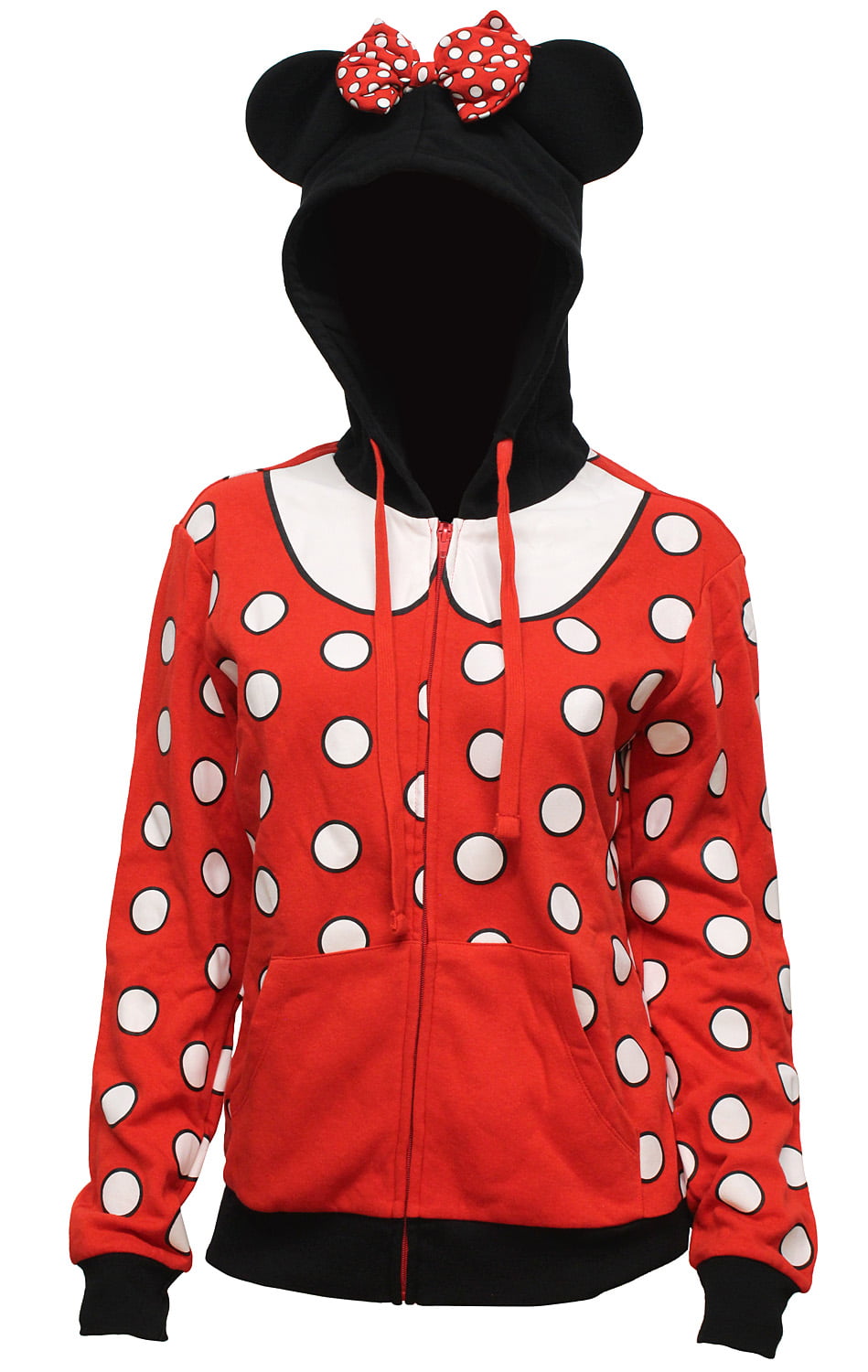 NWT Disney Mickey Mouse Polka Dot Hoodie Sweatshirt w/Glitter and Ears on Hood! 