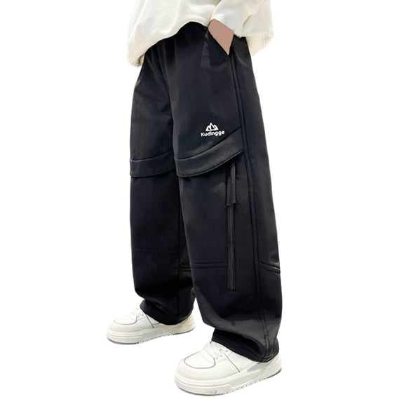 Tiijoy Little Boys Cargo Pants Straight Leg Hiking Pants with Zipper Pockets, Sizes 5-6