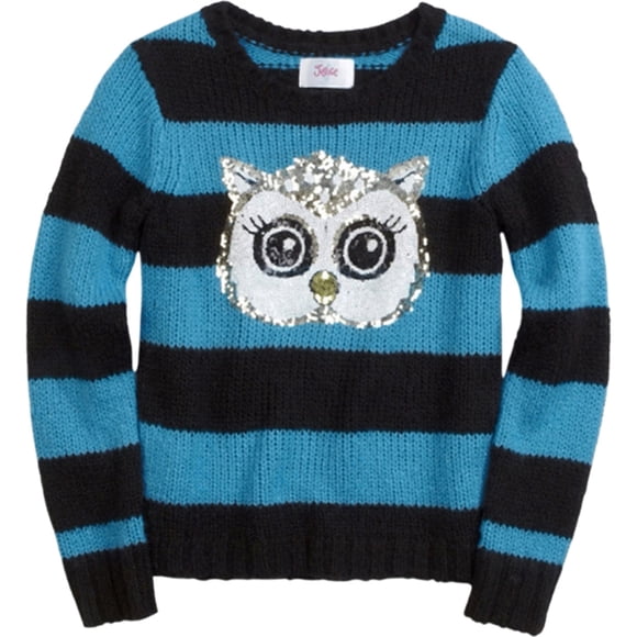 Suéter de punto Critter a rayas de Justice Girls, azul, 16 1/2 Plus