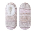 thumbnail image 2 of Striped Pattern Fleece Lined Non Slip Floor Socks for Men and Women, Warm Plush Cuff Indoor Slipper Socks for Bedroom Daily Home Use Yellow One Size, 2 of 3