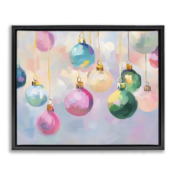 Stupell Industries Contemporary Bright Pastel Ornaments Black Floating Frame Canvas Art, 21 x 17, by Arlington Prints