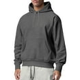 thumbnail image 1 of MAWCLOS Men Hooded Sweatshirt Long Sleeve Hoodies Drawstring Sweatshirts Thick Fall Solid Color Hoodie Tops Deep Gray L, 1 of 3