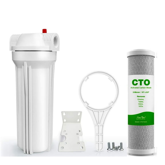 SimPure DB1025 Whole House Water Filter Housing Kit 10-Inch, 5μm 10" x 2.5" Carbon Block Water Filter Cartridge (1-Pack)