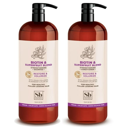 Soapbox Shampoo & Conditioner Set, Biotin & Superfruits Scent, 33.8 Fl Oz Each Bottle