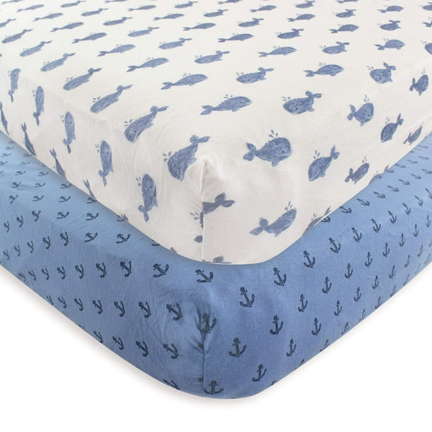 Hudson Baby Boy and Girl Fitted Crib Sheet, 2Pack Whale Walmart