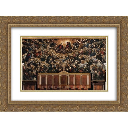 Tintoretto 2x Matted 24x18 Gold Ornate Framed Art Print 'Paradise'