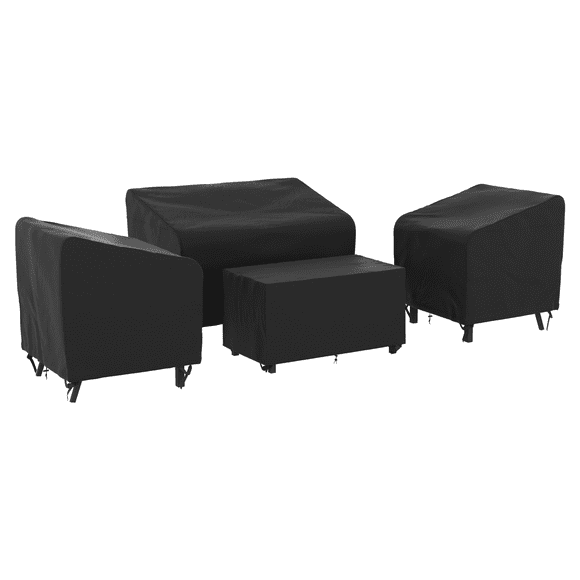 Ensemble de housses de meuble de patio noires 137,2 cm x 91,4 cm x 81,3 cm avec fermetures à boucle Mainstays (4 pièces)