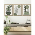 thumbnail image 6 of SHENIFY Green Boho Wall Art Prints Framed Wood Sage Wall Decor Mid Century Modern Abstract Geometric Artwork Natural Canvas Prints for Living Room Bedroom - 12x16in3pcs Neutral Framed, 6 of 6