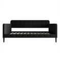 thumbnail image 6 of Home Design Fallon Twin Daybed with Linen Upholstery, Foam Padding, Square Arms, Biscuit-Style Button Tufting, Stylish Seating and Sleeping Solution, Black, 6 of 12