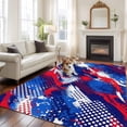 thumbnail image 3 of Independence Day Washable Living Room Rugs 6'x9', Abstract Red Blue White Mottled Painted Dots Low Pile Throw Large Area Rug Non-Slip Sturdy Edge Binding Carpet for Dining Room Kitchen Office, 3 of 9