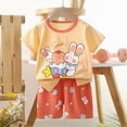 thumbnail image 2 of mgoYE Infant Girl Outfits Toddler Girls Summer Outfits 2Pcs Cute Flower Short Sleeve T-Shirt + Shorts Set 1T-8Y Gift Set|Watermelon Red 2-3 Years, 2 of 4