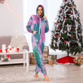 thumbnail image 6 of 1 Piece Adult Onesie Pajamas Cozy & Loose-Fit Sleepsuit Loungewear with Pockets Pink and Teal Tie-dye X-Large, 6 of 7