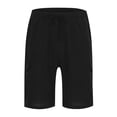 thumbnail image 2 of Bcfgryg Men Spring And Summer Pant Casual All Solid Color Cotton Linen Loose Trouser Fashion Pockets Pant Workout Shorts Men Black L, 2 of 5