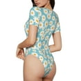 thumbnail image 3 of The Xecao Daisy Floral A Women's Crew Neck Body Suit, a short-sleeved bodysuit and basic swimsuit, both comfort and style for dating and daily life, 3 of 9