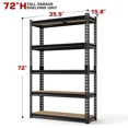 thumbnail image 4 of Heavy Duty 5-Tier Metal Shelving Unit, 72" Adjustable 2000lbs Capacity Garage Storage Rack, Utility Shelf for Kitchen, Basement, Warehouse, Living Room, Black, 4 of 8