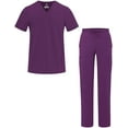 thumbnail image 1 of Adar Addition Go-Everyday Scrub Set for Men - Stylish Scrub Top & Cargo Scrub Pants - A9800 - Eggplant - XS, 1 of 7