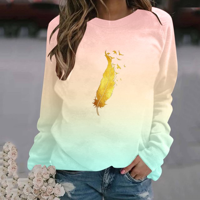 2023 Chandail en Molleton Mode Femme 50 % de Réduction Liquidation Mode Décontractée Manches Longues Col Rond Imprimé Chandail en Molleton Blouse