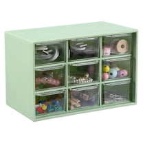 Mini Storage Drawers, Plastic Desktop Teacher Desk with 9 Drawers, Green