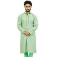 thumbnail image 2 of Atasi Men's Long Cotton Mandarin Collar Green Shirt Ethnic Clothing-Medium, 2 of 7