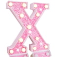 thumbnail image 1 of Letrero decorativo Pooqla LED con purpurina rosa con letra X, 1 of 7