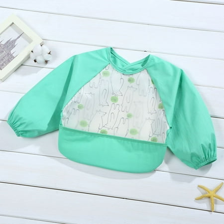 

New Baby Bib Children‘s Long-sleeved Waterproof Overalls Baby Boys and Girls Reverse Dressing Painting Clothes