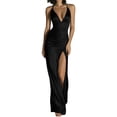 thumbnail image 2 of Blmnix Dress for Women Prom Satin Dress Bodycon Sexy Dresses Dress Maxi Halter Sleeveless Black Adjustable Strap Casual Summer Dress XXL, 2 of 5