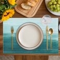 thumbnail image 4 of Turquoise Ombre Placemats Set of 8, Modern Abstract Art Ocean Oil Painting Placemats for Dining Table, Place Mats for Kitchen Tabletop, Waterproof Wipeable Dining Table Mats Set, 4 of 9
