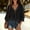 Black plus size boho top a1, variant on Women Plus Size V Neck Blouse 3/4 Sleeve Ruffle Flowy Boho Casual Pullover Top Summer Solid Tee Shirt for Curvy Women, Pink L