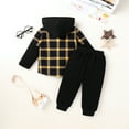 thumbnail image 3 of Younger Tree Toddler Baby Boy Clothes Hoodie Sweatsuit Outfits Kids Winter Flannel Plaid Shirt Top Pants Set for 3-4T, 3 of 4