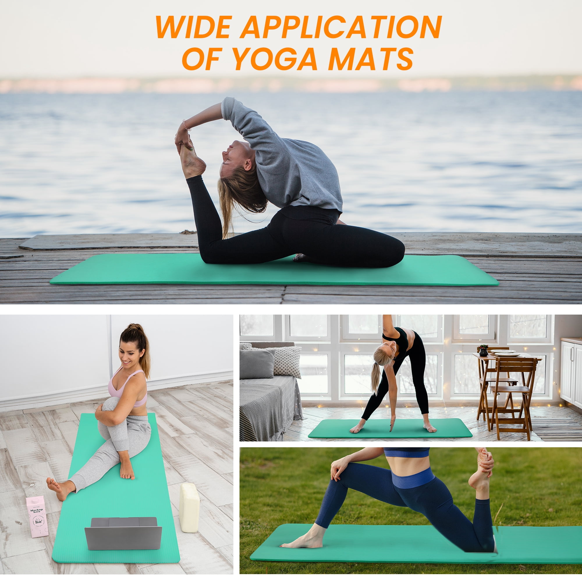 Signature Fitness 1/2-Inch Extra Thick Yoga Mat, 71"x24" Non-Slip Exercise Mat with Carry Strap, High-Density Foam for Home, Gym, and Travel