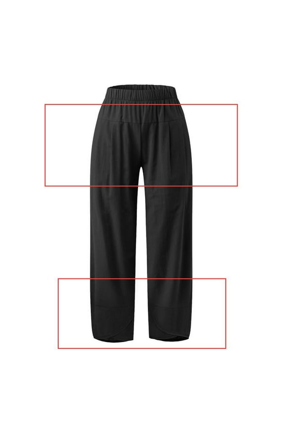 Boho Wide Leg Trousers Solid Color Cotton Comfort Elastic Waist Loose Harem Pants for Women Spring Summer Beach Yoga Trousers Black S