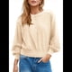 thumbnail image 2 of Suéter de Cuello Redondo con Botones para Mujer, Camisetas Henley de Larga de Otoño, Tops de Punto Holgados A Crema L, 2 of 8