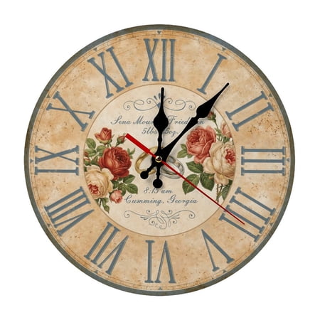 Anniversary WeddingClassic Circular Wood Hanging Clock, Complete Mounting Hardware Bedroom Decor Clock