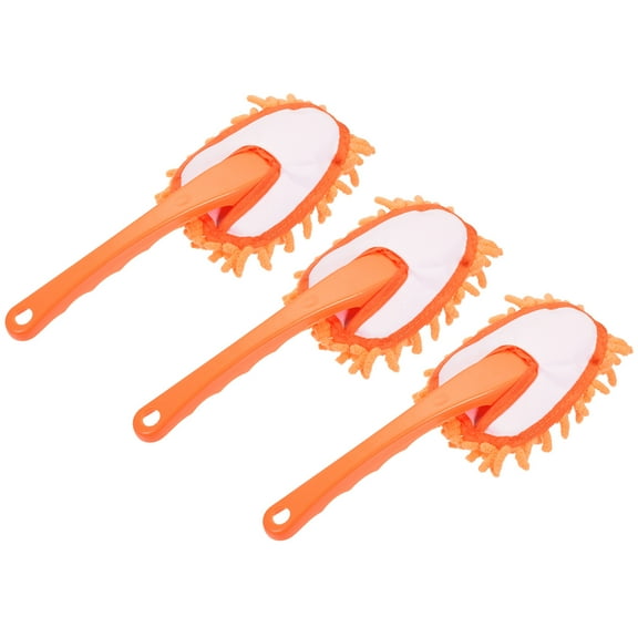 Uxcell Microfiber Chenille Duster Washable Cleaning Brush Dusting Tool Orange, 3 Count