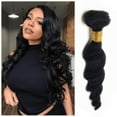 thumbnail image 2 of Ustar Unprocessed Remy Loose Wave Human Hair Weave Extensions Natural Black Color 1B - 20 INCH, 2 of 2