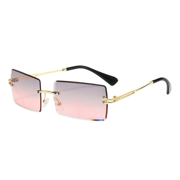 Fashion Rimless Rectangle Sunglasses For Women Men Square Glasses 400 Eyewear Unisex Glasses