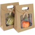 thumbnail image 2 of 20 Pieces 20 * 14 * 7 cm Kraft Paper Gift Box, Gift Bag with Window, Paper Bags with Handles, Gift Paper Bag, for Candy, Cookies, Snacks Packaging, 2 of 5