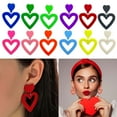 thumbnail image 6 of ZPAQI Pink Acrylic Double Heart Earrings Big Geometric Heart Stud Earring Fashion, 6 of 21