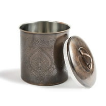 NuSteel Etched Antique Copper 1 QT Stainless Steel Canister, Beautiful Food Storage Container for Kitchen Counter, Tea, Sugar, Coffee, Caddy, Flour Canister with Rubber seal lid,TG-916AC-1