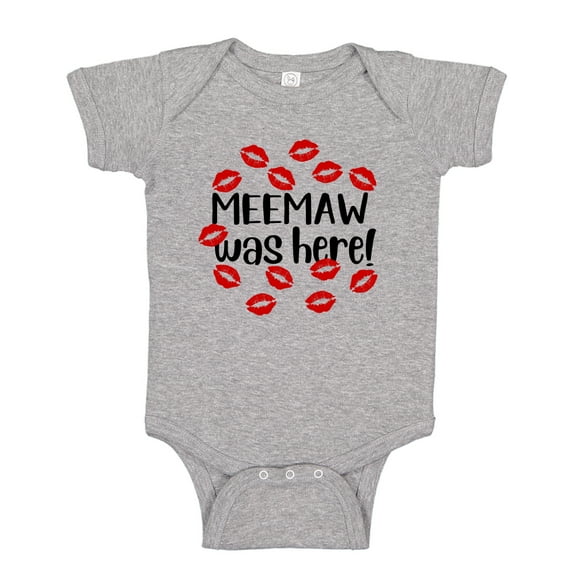 Meemaw Was Here Baby Bodysuit One Piece NB Athletic Heather